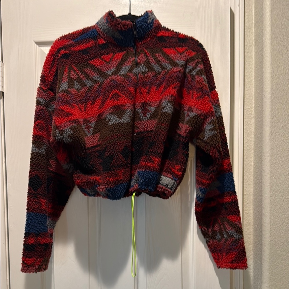 Colorful Patterned BDG Cropped Fleece Jacket